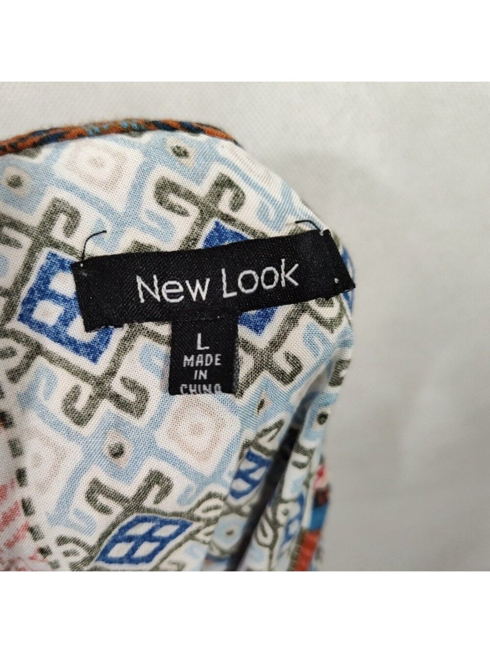 New Look Sheath Dress Half Zip Women Size L Blue Brown White Southwestern FLAW - Picture 5 of 8